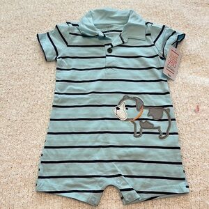 Carter's Blue Striped One Piece with Dog Design